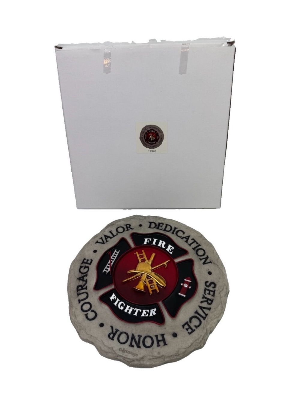 Spoontiques Firefighter Stepping Stone Wall Plaque 12940 Maltese Cross Decor NIB